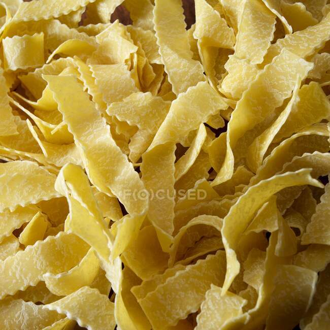 Close up of pasta nests of egg pappardelle, reginette cut — Stock Photo