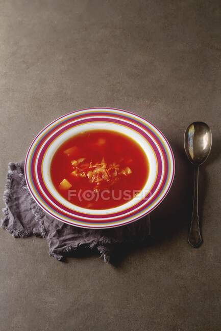 Borscht, Beetroot soup, top view — Stock Photo