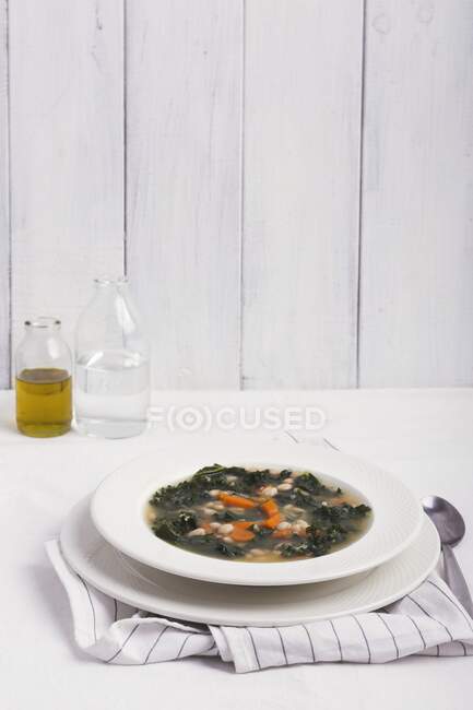 Zuppa di cavolo con carote e fagioli — Foto stock