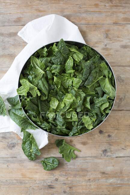Una ciotola di spinaci freschi — Foto stock