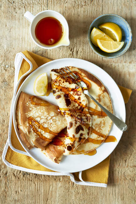 Pancake al miele e limone — Foto stock