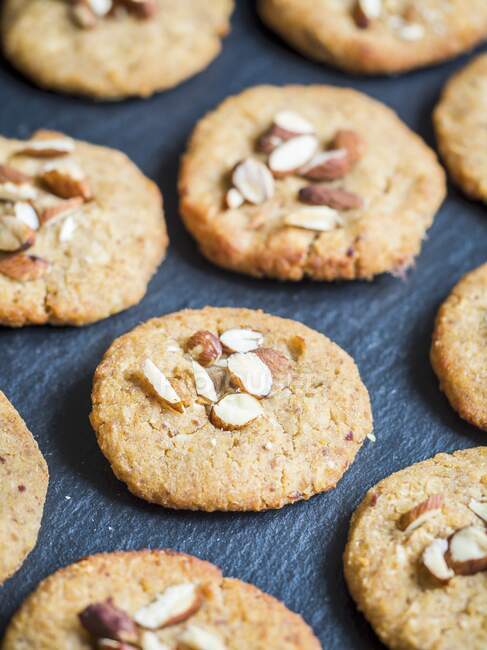 Homemade gluten and sugar free flowerless millet coconut and almond cookies — Stock Photo