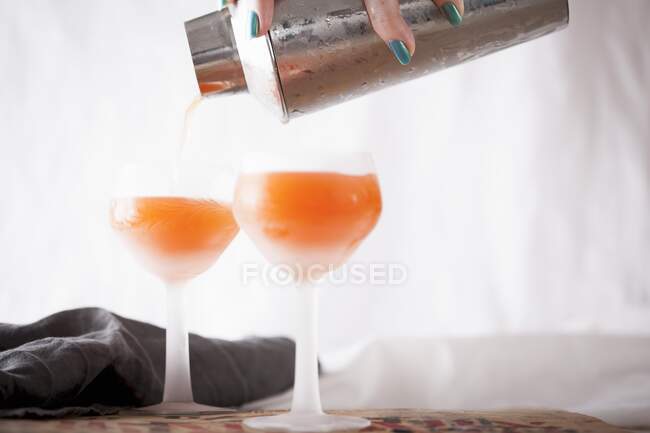 Cocktails de macaco, gim, suco de laranja, granadina e absinto — Fotografia de Stock