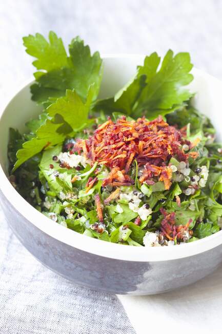 Salada de quinoa com cenoura ralada e salsa — Fotografia de Stock