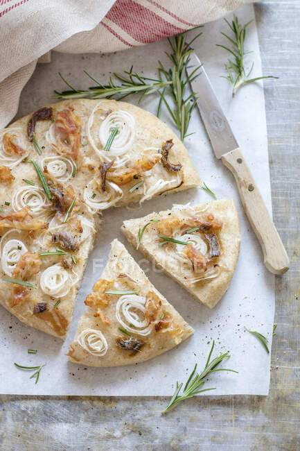 Wholewheat Italian Focaccia with Onion — Stock Photo