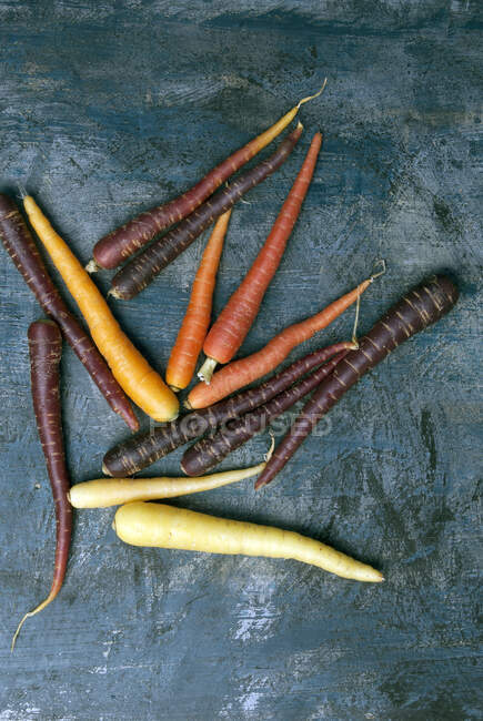 Разноцветная сырая органическая морковь — стоковое фото