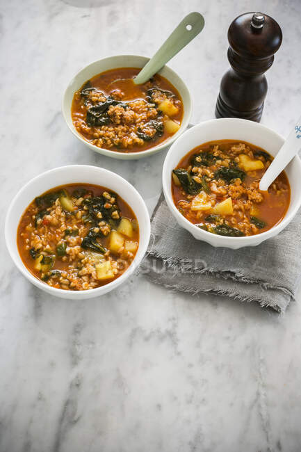 Winter farro soup (Italy) — Stock Photo