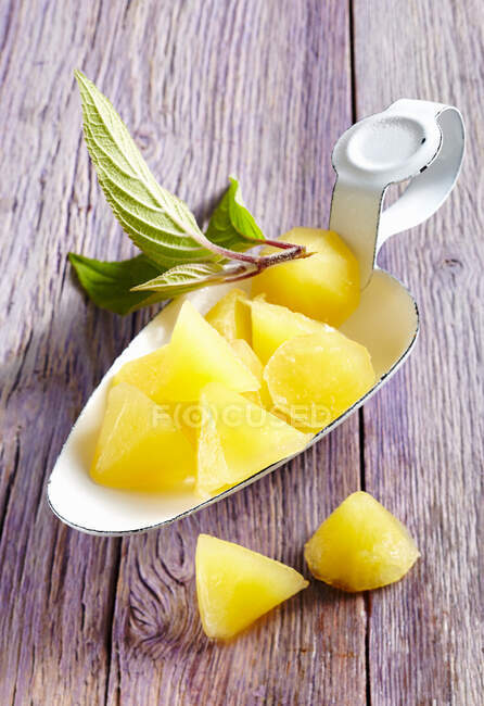 Homemade pineapple ice cubes — Stock Photo
