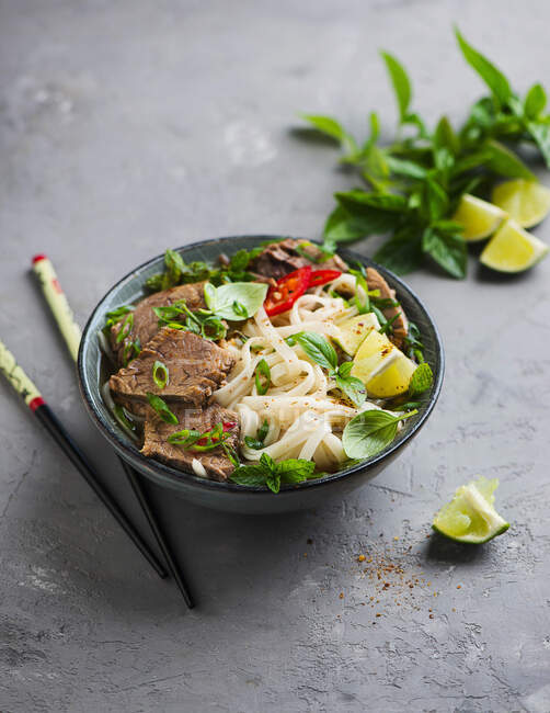 Pho Bo (sopa de carne tradicional, Vietnã) — Fotografia de Stock