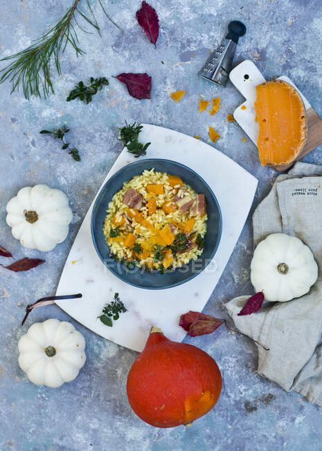 Risotto with pumpkin and bacon — Stock Photo