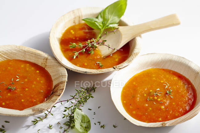 Sauce papaye épicée maison au piment, tomates et herbes — Photo de stock