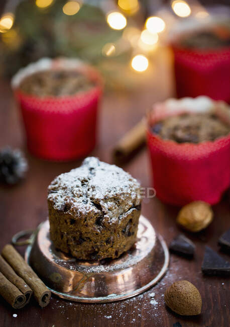 Close-up shot of delicious Chocolate cinnamon muffins — Stock Photo