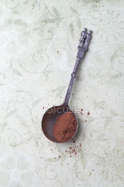 Ложка какао-порошка — стоковое фото