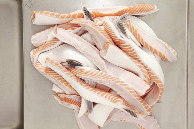Raw salmon fillets for making fish stock — Stock Photo