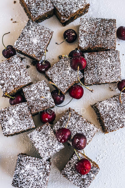Chocolate Cake with Cherries — Stock Photo
