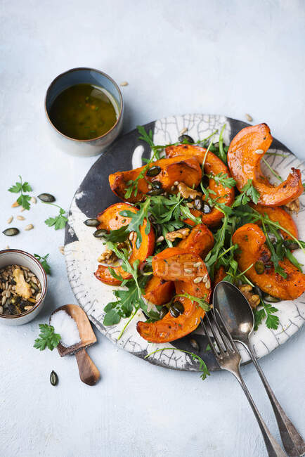 Pumpkin salad with sauce — Stock Photo