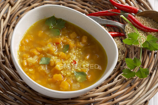 Amaranth and millet soup with pumpkin — Stock Photo