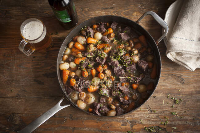 Beef Stew in Pan, top view — Stock Photo