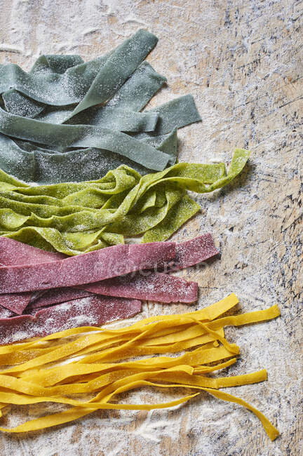 Colorful homemade pasta top view — Stock Photo