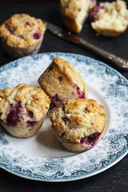 Muffins de framboesa, tiro de close up — Fotografia de Stock
