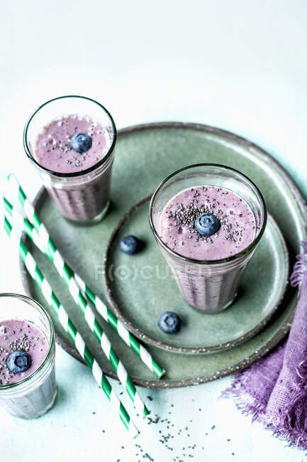 Blueberry Smoothie mit Chiasamen — Stockfoto