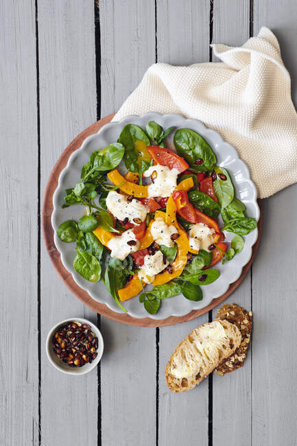 Roasted Squash Salad with Gorgonzola, top view — Stock Photo