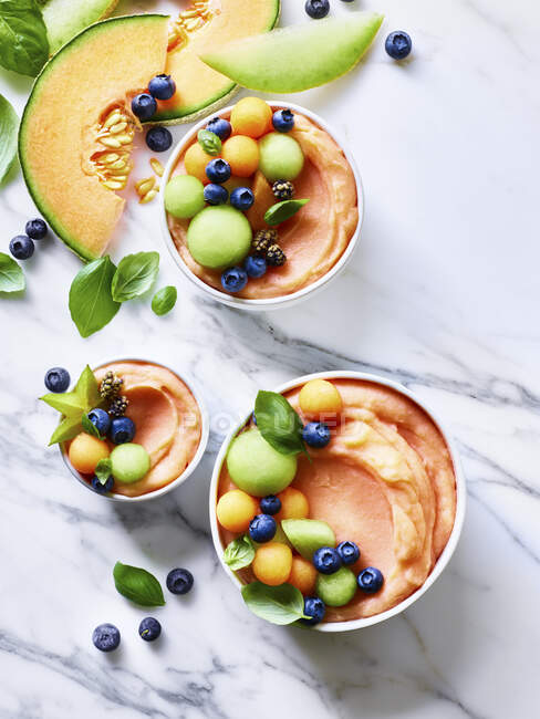Melon Smoothie Breakfast Bowl — Stock Photo
