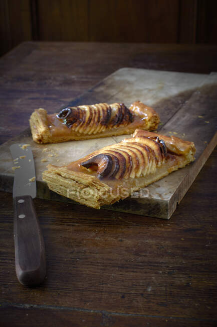 Französische Apfelkuchen-Scheiben — Stockfoto