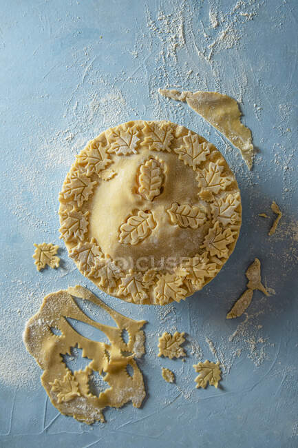 Apple pie ready to be baked, top view — Stock Photo