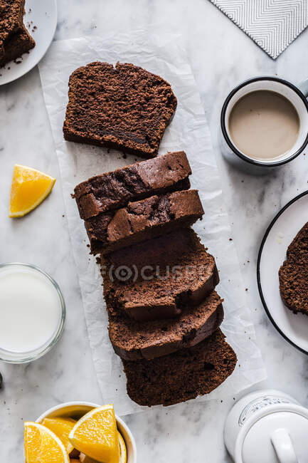 Chocolate and coffee plumcake — Stock Photo