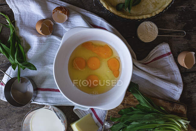 Homemade soup with eggs and herbs — Stock Photo