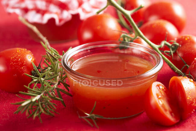 Spicy tomato jam with rosemary — Stock Photo