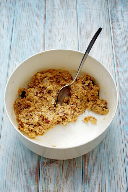 Vegan cookie dough for muesli biscuits — Stock Photo