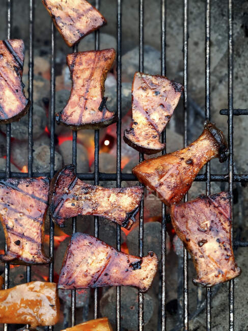 Close-up shot of delicious Grilled king trumpet mushrooms — Stock Photo