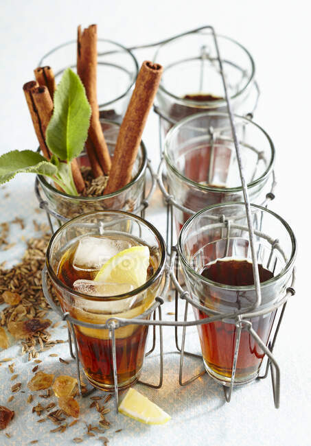 Herb and anise liqueur with corn schnapps, rock sugar, anise seeds, fennel seeds and cinnamon — Stock Photo