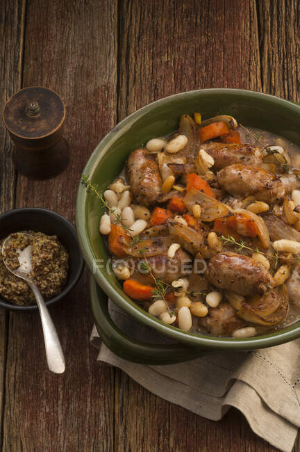 Sausage and white bean casserole — Stock Photo