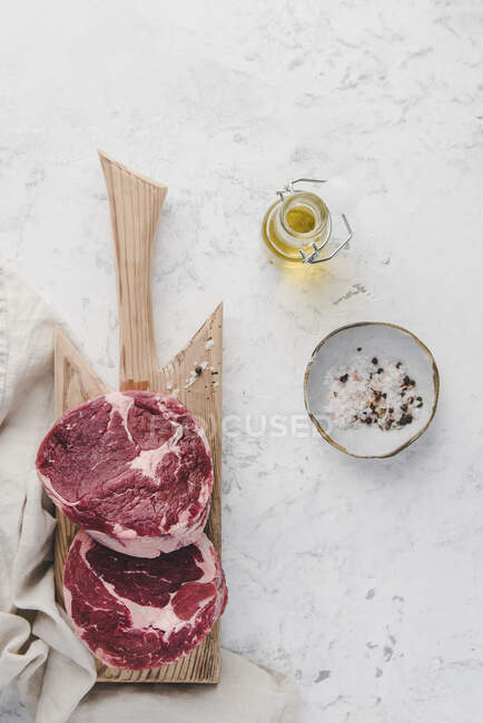 Raw beef steak rib eye — Stock Photo