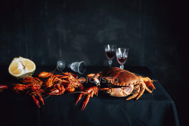 Crawfish and Crab, close-up shot — Fotografia de Stock