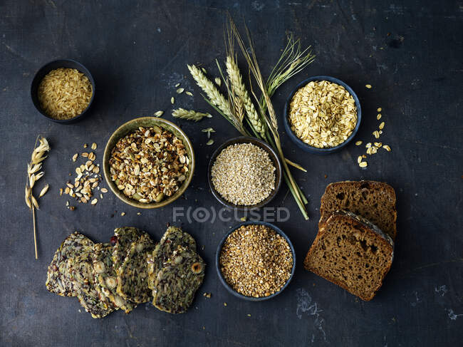 Variedade de grãos vista close-up — Fotografia de Stock