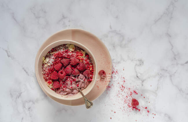 Close-up shot of delicious Raspberry pudding — Stock Photo