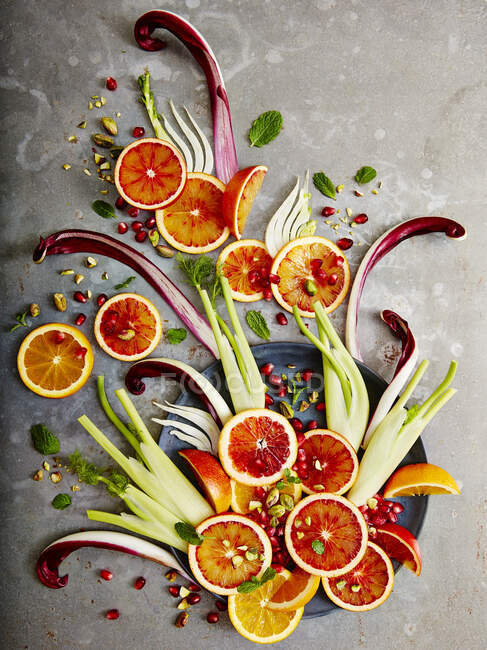 Deconstructed blood orange and fennel salad — Stock Photo