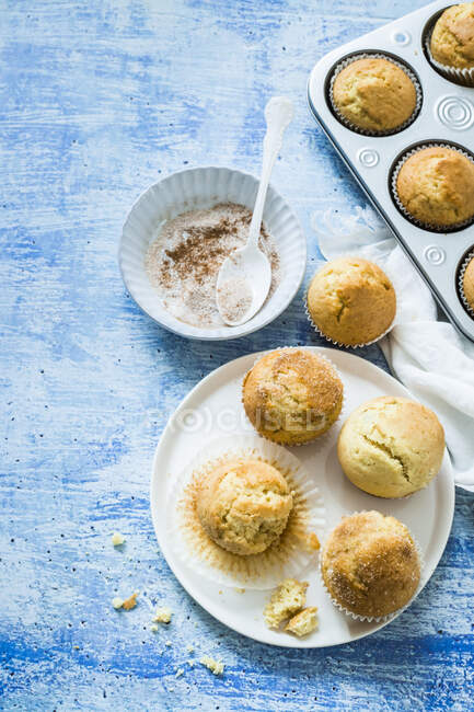Muffins recubiertos con azúcar de canela - foto de stock
