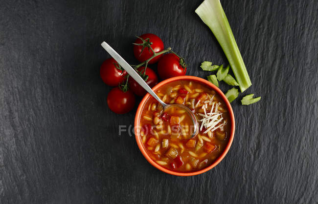 Minestrone Soup with cheese — Stock Photo
