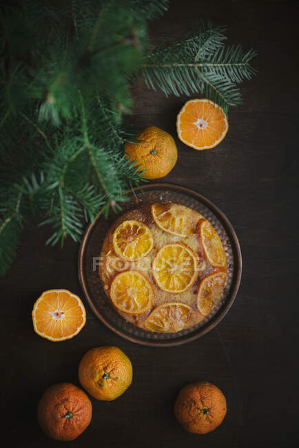 Upside Down Tangerine Cake — Stock Photo