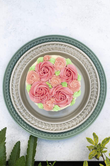 Розовый Ombre торт на белом фоне — стоковое фото