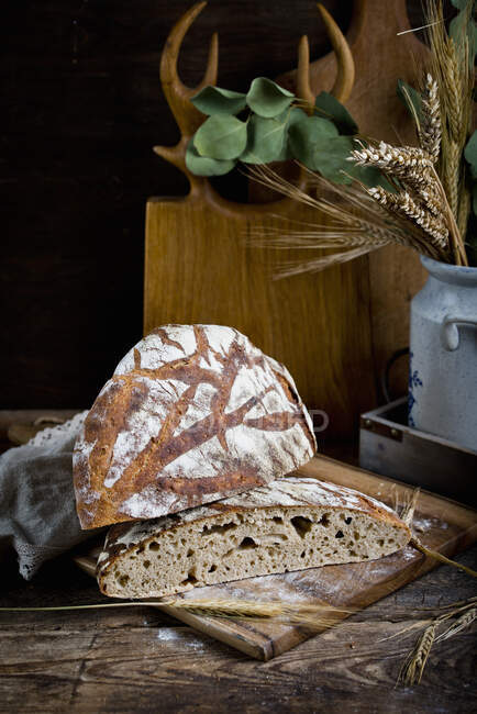 Pan de Sourdouh vista de cerca - foto de stock