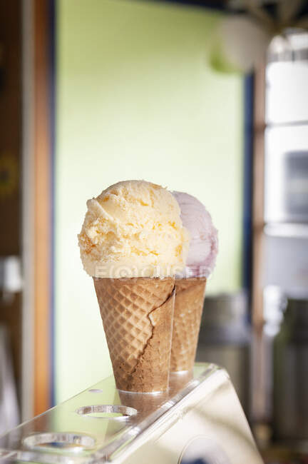 Vanilla ice cream in a cone — Stock Photo