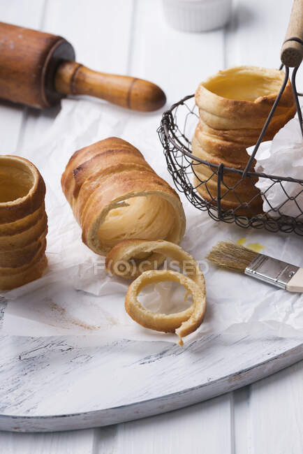 Vegan cheminée gâteau gros plan — Photo de stock