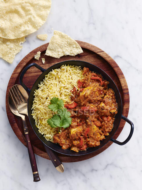 Chilli with rice and flatbread (Mexico) — Stock Photo