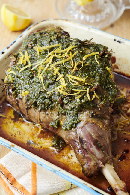 Roasted Lamb with herbs — Stock Photo